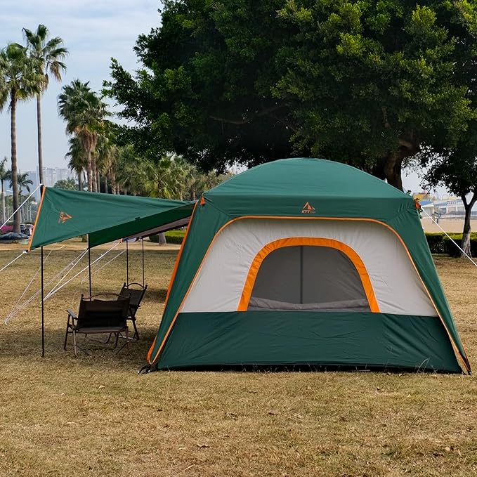 KTT Large Tent 8-10-12 PersonFamily Cabin Tents2 Rooms2 Doors and 4 Windows with MeshStraight WallWaterproofDouble LayerBig Tents for OutdoorPicnicCampingFamily Gathering