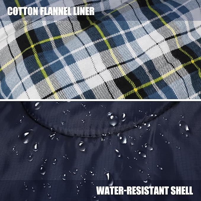 REDCAMP Flannel Sleeping Bag for Adults Comfortable Cotton Sleeping Bags for Camping with Detachable Hood Red/Grey/Blue/Black