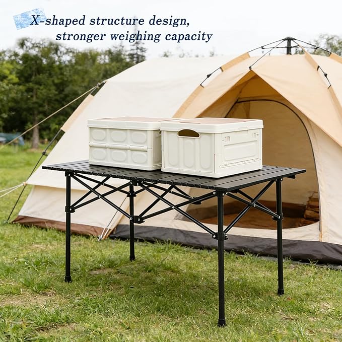 Camping Table Folding Portable Camp Table with 4 Chairs Folding Picnic Table with Carry Bag Indoor Outdoor for Camping Beach Patio RV Backyard BBQ Sturdy Stable Easy to Carry Black