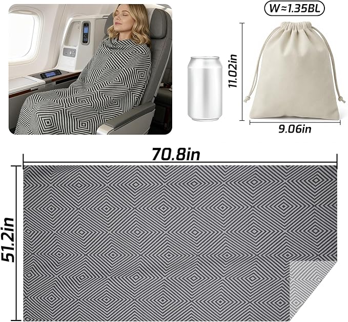 Travel Blanket Airplane - Ultra Soft &amp Lightweight Knit Design Compact Airplane Blanket53x72 InchStylish Travel Shawl Wraps for FlightsOfficeHome UseTravel Essentials &amp Gifts