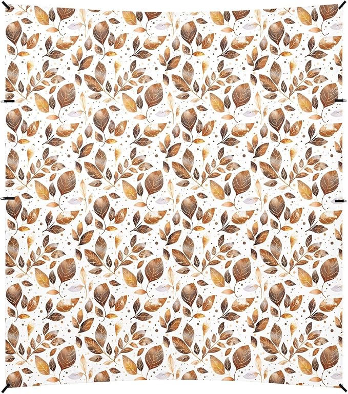 ALAZA Brown Gold Leaves Watercolor Beach Tent Sun Shelter UPF50+ Protection Beach Shade Canopy w/ 4 Sandbags for Outdoor Camping Fishing Backyard Fun Picnic 10x9 ft