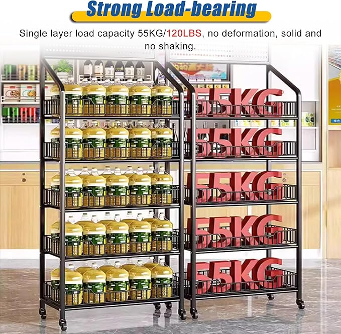 Convenience Store Shelf Cart 4 Tier Supermarket Portable Display Rack for Snacks/Drinks/Can/Toys with Hooks &amp Wheels Commercial Home Carbon Steel Frame White-4 Tier-60x27x140cm