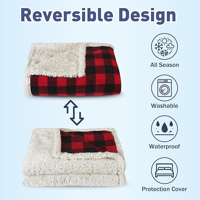 Catalonia Waterproof Bed Blanket Love Couples Leakproof Protector Reversible Squirt Blanket Splash Stain Proof Pad Washable 50X60 inches