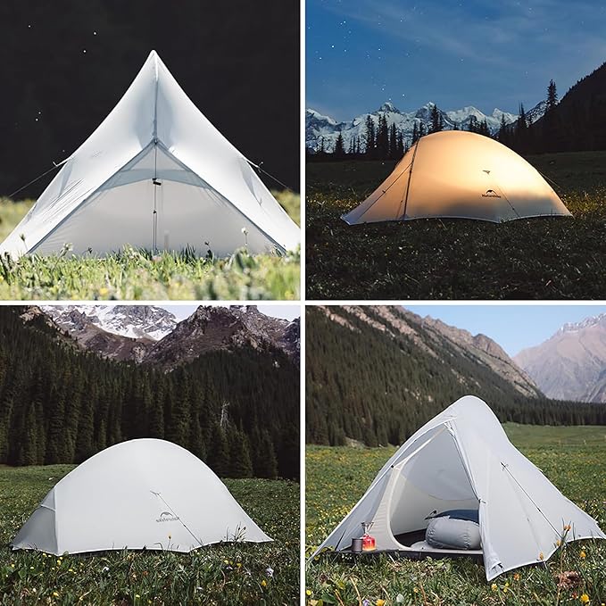 Naturehike 1-2 Person Cloud up UL Tent - Ultralight 3.1lb/3.5lb Backpacking Tent Waterproof Free Standing Camping Tent for One Man Hiking Cycling Two Person Double Layer