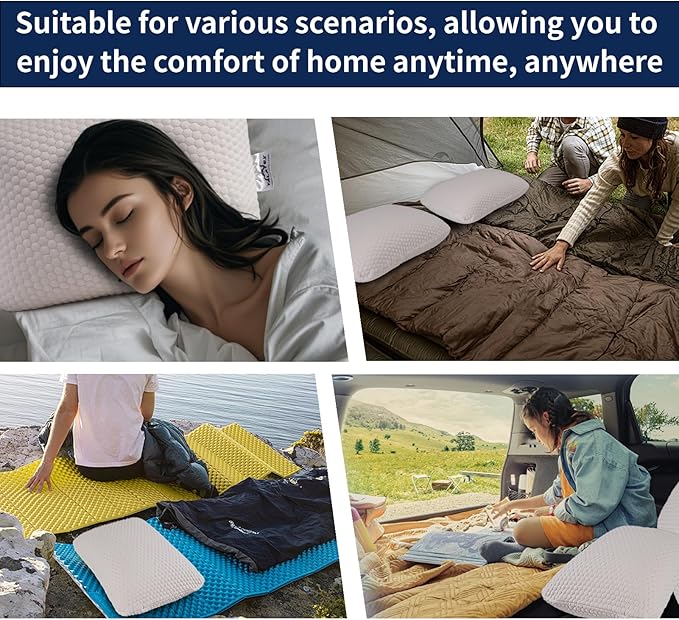 Talatex 100% Natural Premium Talalay Latex Travel Pillow Camping Pillow Small Camping Pillow with Compressible Stuff Sack No Memory Foam Chemicals with Washable Cover (Medium Latex 1)
