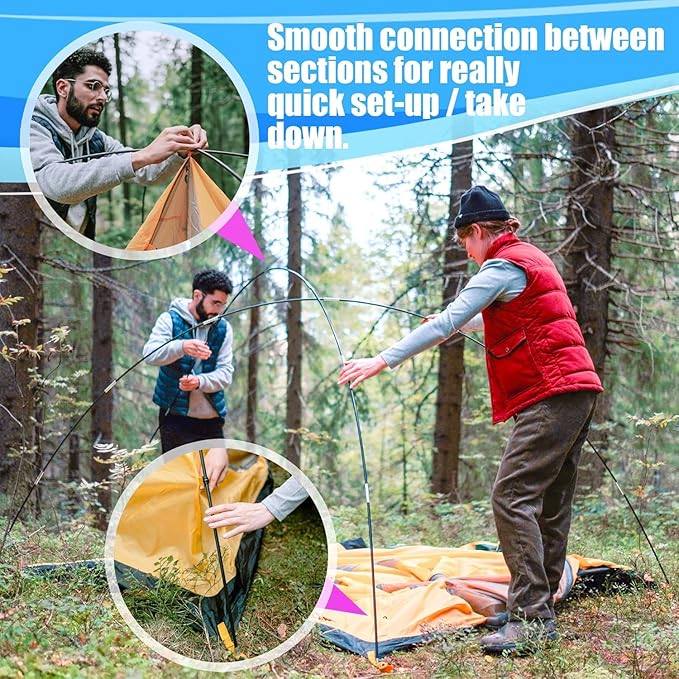 Tent Tarp Poles 4.9M/16.1ft Universal Fiberglass Camping Tent Pole Bars Camping Awning Poles Support Frames Kit for Camping Hiking Canopy