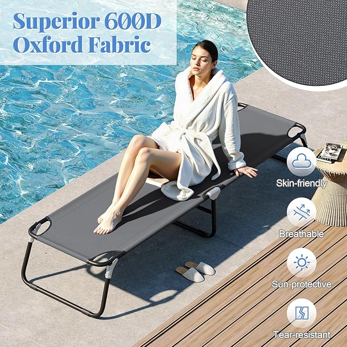 Goplus Folding Camping Cot Heavy Duty Collapsible Foldable Camping Bed for Adults Kids with Non-Slip Foot Pad Indoor Outdoor Portable Sleeping Cot for Hiking Camping Fishing