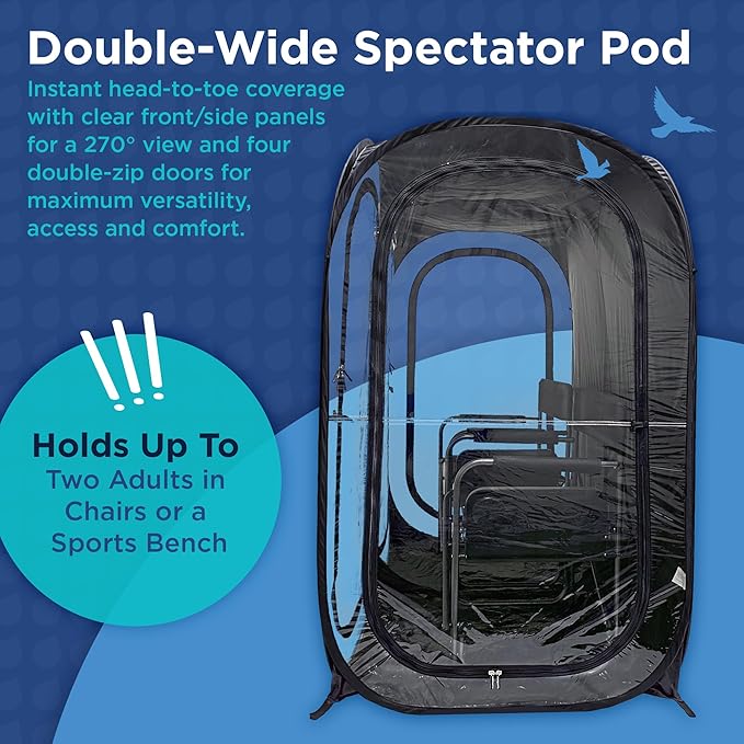 WeatherPod® The Original Shark Tank Side-by-Side™ 2-4 Person Pop-Up Pod - Stay Warm Dry and Out of The Sun - Weather Pod for Sports Rain or Wind - Simple to Set Up and Tear Down