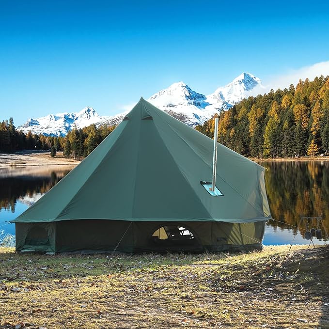 Oxford Bell Tent for Family Camping - Spacious 13.1ft /16.4ft Yurt with Stove Jack Large Glamping Tents for 4-8 People 4 Season Oxford Hot Tent Shelter
