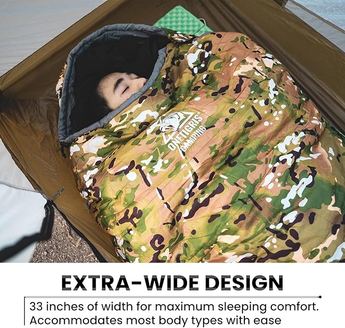 OneTigris Light Patrol 4 Season Mummy Sleeping Bag 32°F Cold Weather Camping Bags for Camping Hiking Backpacking Survival Gear