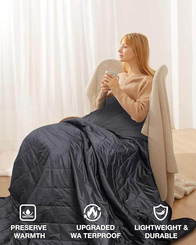 Large Waterproof Stadium Blanket Soft Warm Fleece Camping Blanket Windproof for Cold Weather 79x 59 Triple Layers for Outdoor Sports Concerts Car Dog
