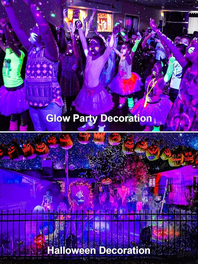 ZUCKEO Blacklight Spotlight Outdoor 15W Halloween Black Light Spot Light with US Plug IP66 Landscape Black Lights Fixtures for Glow Party Fluorescent Yard Garden House Decorating(6Pack)