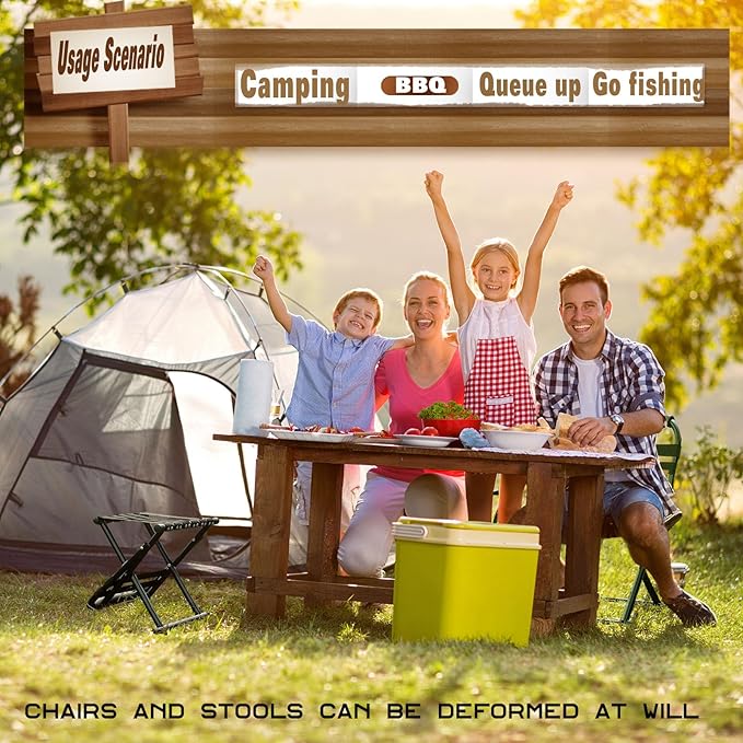 Folding Camp Chair for Camping Stool 24 Inch Oversized Foot Rest 500 Lbs Portable Folding Camp Chair for Adults(Black)