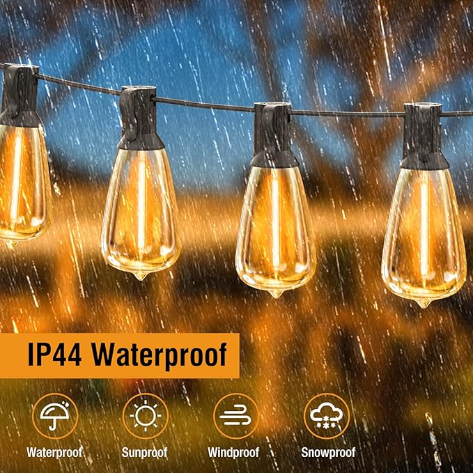 btfarm 100FT LED Outdoor String Lights Waterproof with Remote Patio Lights with 32+2 ST38 Edison Bulbs Hanging Light for Outside with Timer for Backyard Party Yard Gazebo Porch 2700K Dimmable