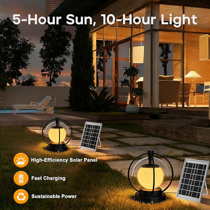 Solar Post Lights with Remote Control Modern Pillar Light Dusk to Dawn IP54 Waterproof Solar Post Cap Lights with 3200K LED Outdoor Light Fixture for Garden Deck Patio Outside Lighting (Moon)
