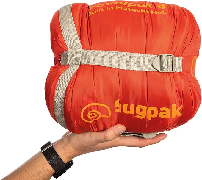 Snugpak Travelpak 4 Sleeping Bag with Mosquito Net 19 Degree Left Hand Zip Pebble Gray