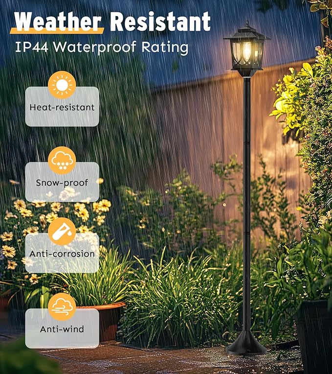 63 Solar Lamp Post Light 2 Pack Solar Light Posts for Outside Waterproof Outdoor Lamps for Patio Backyard Front Porch Decor Warm White Replaceable Bulb