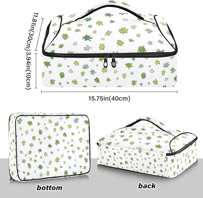 Casserole Carrier Little TurtleInsulated Casserole Carrier for Hot or Cold Food Thermal Lunch Tote for Potluck Parties Picnic Beach Fits 9 x 13 Inches Baking Dish