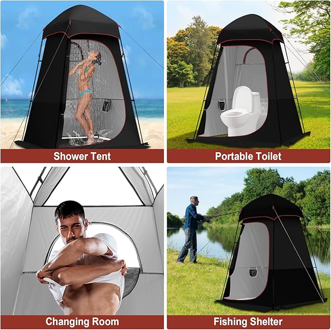 Camping Shower Tent 7.9 FT Extra Tall Oversize Privacy Tent Portable Outdoor Bathroom Toilet Tent with Floor Easy Set Up Privacy Shelter for Dressing Hiking Fishing UPF50+