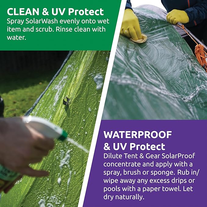 Nikwax Tent &amp Gear Tent &amp Gear Solarproof 1000ml Concentrate Waterproofing and UV Protector Rain Protector Restores DWR Water Repellency on Outdoor Fabric Rain Fly Canvas Covers Backp