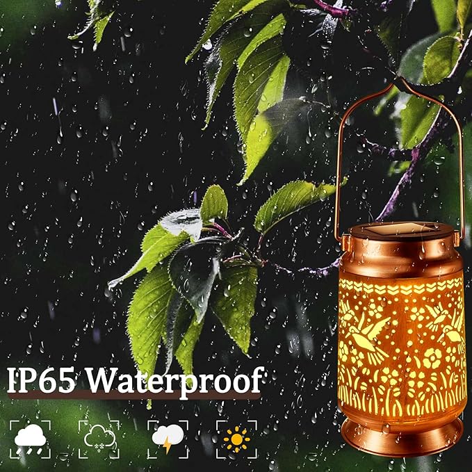 Solar Lanterns Outdoor Waterproof Gifts for Women Grandma Gifts for Mom Dragonfly Projection Garden Decor Solar Hanging Lantern Metal for Patio Yard Festival Pathway Landscape (Dragonfly 4)
