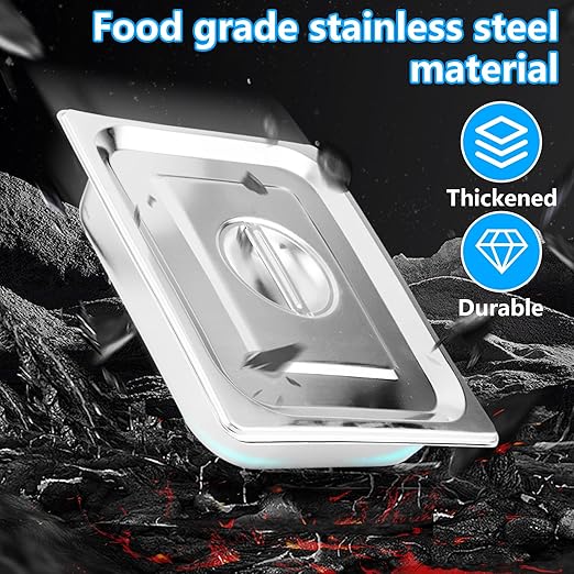 LANIAKEA 2PCS Hotel Pans with Lids Stainless Steel Steam Table Pan Restaurant Supplies 1/2 Size x 2.5 inch Deep Stainless Steam Table Pans Hotel Pan Trays for Food