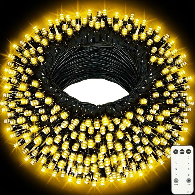 Outdoor Christmas Lights 328FT 800 LED String Lights 8 Modes with Remote Timer Fairy Lights Plug-in Waterproof Christmas Outdoor Lights for Yard Patio Home Party Christmas Decorations