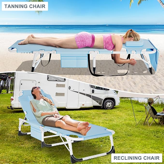 Portable Folding Camping Cot for Adults with Mattress Lightweight Camp Bed with Carry Bag Ideal for Outdoor Travel Hiking Beach and Picnics
