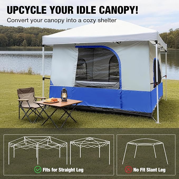 REDCAMP Canopy Camping Tent for Pop Up Canopy Tent Inner Tent Converts Straight Leg 10'x10' or 10'x20' Canopy into Camping Tent Fits 4-6 Person(Frame/Shelter NOT Included)