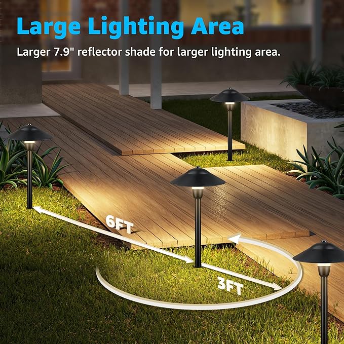 SUNVIE LED Low Voltage Landscape Lighting 12V Landscape Lighting Kit with Connectors Low Voltage Pathway Lights with Spotlights Aluminum Pathway Lights Wired Waterproof for Patio Yard Garden 12 Pack