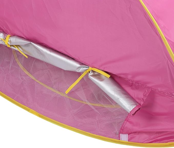 Pop Up Beach Tent Portable Sun Shelter with 50+ Protection and Built in Baby Pool for Infant Toddlers Outdoor Camping Beach Picnic Easy Set Up (Pink)
