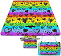 Gay Pride Rainbow Love Hearts Waterproof Outdoor Picnic Blanket Sandproof Beach Mat for Camping Hiking Grass Travelling