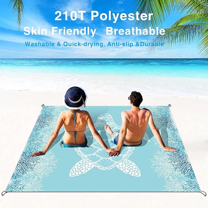 Beach Blanket Sandproof Large Beach Mat 79x 83 4-6 Adults Oversized Lightweight Sand Free Beach Mat Waterproof Beach Blanket Portable Outdoor Camping Blankets for Travel Camping Hiking