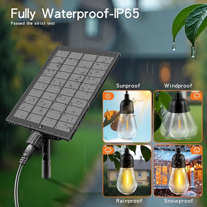 63FT Solar String Lights Outdoor Waterproof with USB Port &amp Remote Control Solar Patio Lights Long Last for 20+Hrs Dimmable Solar Power LED Shatterproof Bulbs solar lights for Camping Backyard Gar