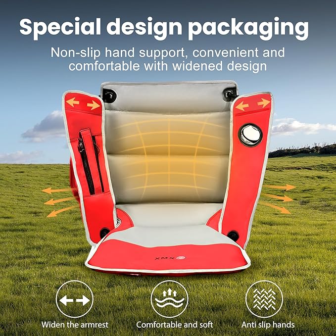 XMT Extra Wide Armrests Portable Folding Chair with Cup Holder Cooler Bag Heavy Duty 600D Oxford Fabric Supports 450lbs Compact Foldable Camping Chair for Outdoor Beach Picnic Sports