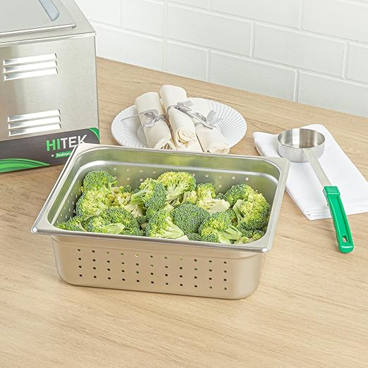 Restaurantware Steam Table Pan 6 Pack of Half Size Stainless Steel Perforated Hotel Pan Anti-Jam 4 Inch Deep Silver Commercial Kitchen Pan 24 Gauge
