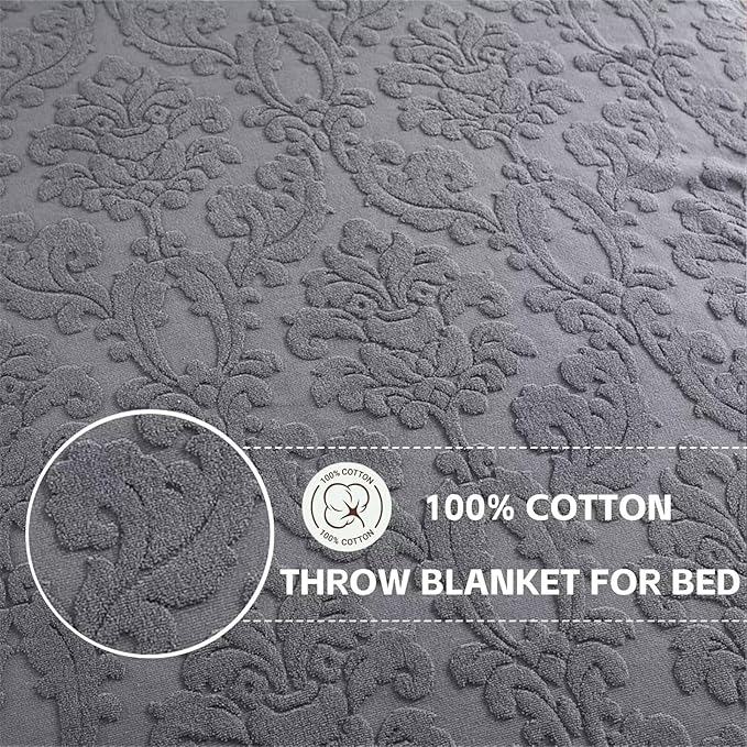 Cotton Terry Blanket for Couch 3D Jacquard Terry Towels Light Weighted Picnic Camping Quilt Blankets Duvet Cover Terry Sheet Towel Blanket for Bed Birthday Gift for Men Dad Boys Dark Grey 60x80''