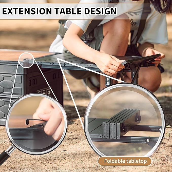 Naturehike Lispace Camping Table with Storage Box 50L Collapsible Trunk Organizer with Lid Folding Storage Bin for Camping Picnic Home