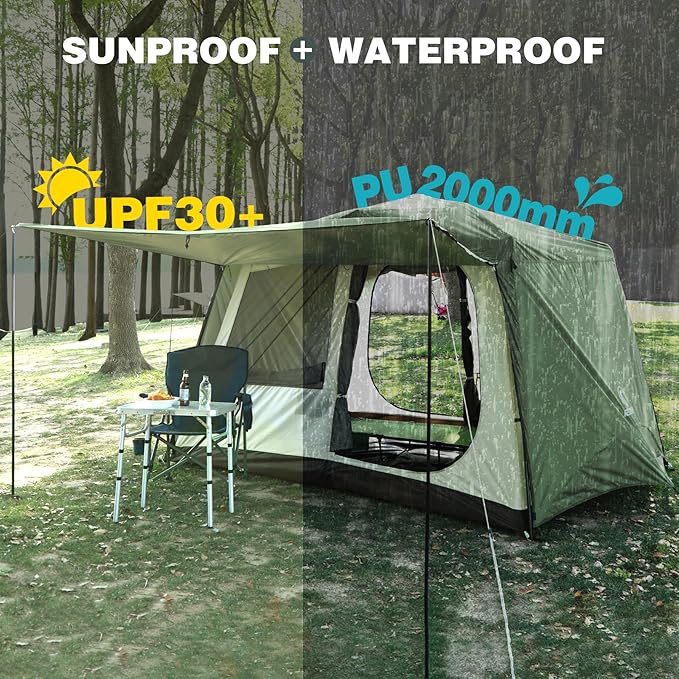REDCAMP 6 Person Tent for Camping Parties Easy Setup Large Waterproof Windproof Family Cabin Tents with Porch 10'X7'X78in(H)