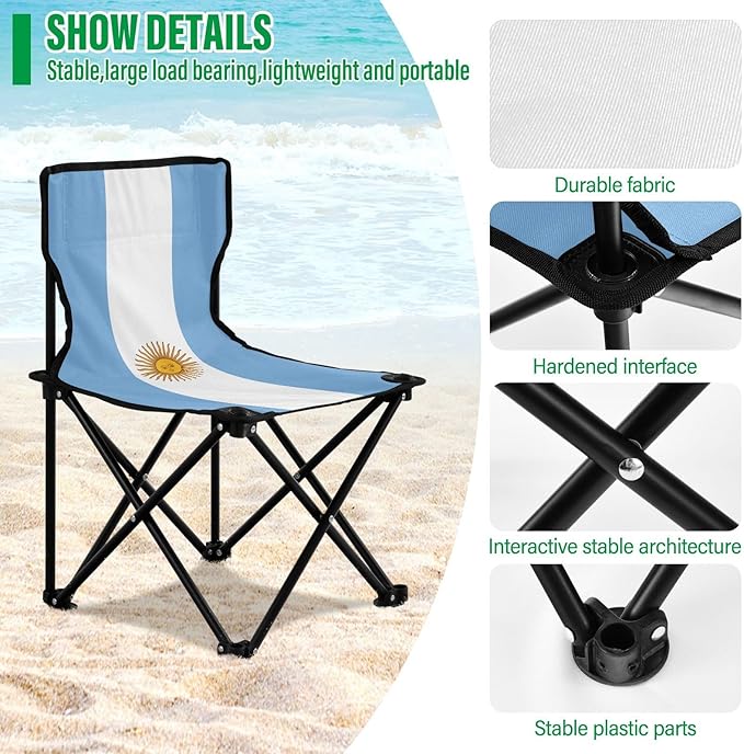DOMIKING Argentina Flag Kids' Portable Camping Chairs for Outdoor Fishing Chairs with Carry Bag Folding Chair for Travel Camping Hiking