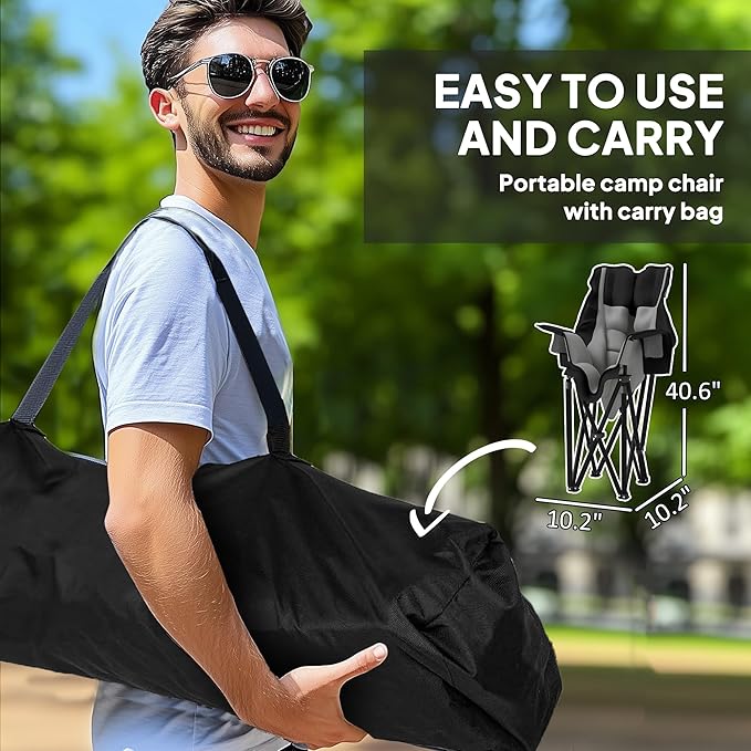 Outsunny Double Camping Chair for Adults Padded Folding Camp Chair for 2 Person with Armrest Wine Glass Holder Cup Holder Carry Bag for Outdoor Sports Picnics Supports up to 552 lbs.