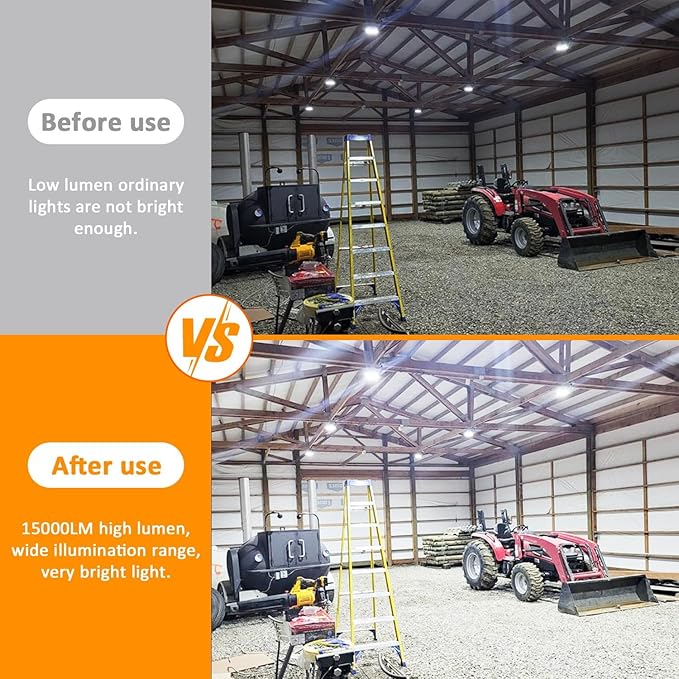 100ft LED Construction String Lights 150W 15000LM Waterproof IP67 Led String Work Lights Construction Temporary Lights (100ft-10lights).