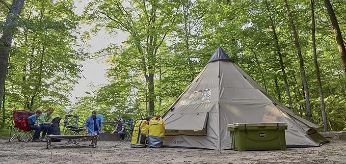 Guide Gear Camping Teepee Tent for Adults Outdoor Waterproof Family 8 Person 18' x 18'