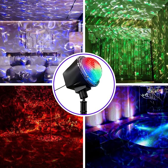 Ocean Wave Projector Light Outdoor 14 Colors Water Wave Effect Ocean Lamp Remote &amp Timer IP65 Weatherproof for Christmas Halloween Yard House Parties Wedding Bedroom Ceiling Decor