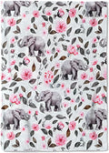 Elephant and Flower Fleece Blanket - 50x60in Pink Floral Throw BlanketsSoft Cozy Lightweight Ideal for Living Room Home Rustic Decor and Kids Women Girls Spring Gifts