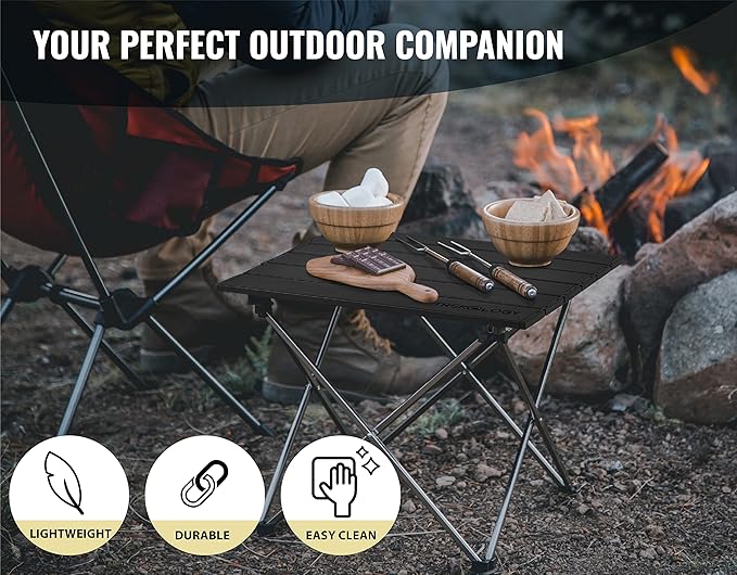 TREKOLOGY Small Camping Table - Beach Table That Fold Up - Lightweight Foldable Potable Folding Small Outdoor Table - for Camp Hiking Campers &amp Summer Outing Trip