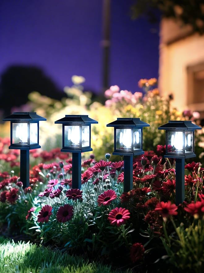 16-Pack Solar Lights Outdoor (Extra-Bright &amp Smart Auto On/Off) Solar Powered Garden Lights Waterproof Solar Pathway Lights for Landscape Path Yard Patio Driveway Walkway Decor (Cool White)