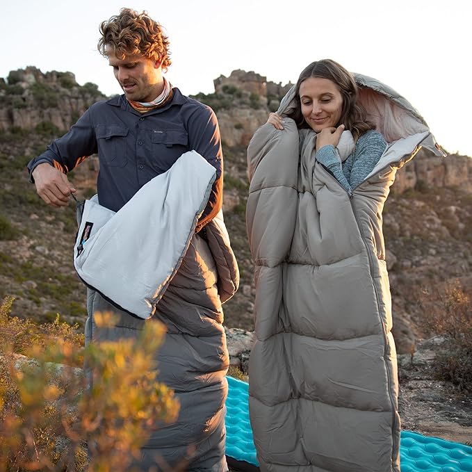 Naturehike Sleeping Bag for Adults with Hood 33-53℉ Lightweight Hollow Cotton Sleeping Bag 3 Seasons Waterproof Spliceable Sleeping Bags for Camping Hiking Traveling