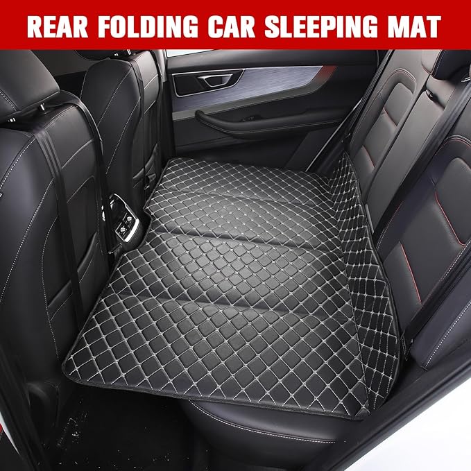 ETOYA Car Rear Seat Mattress Extension Plate 130 * 80CM Foldable Car Back Seats Extender PU Leather + Sponge Material for Sleeping Camping &amp Road Trips