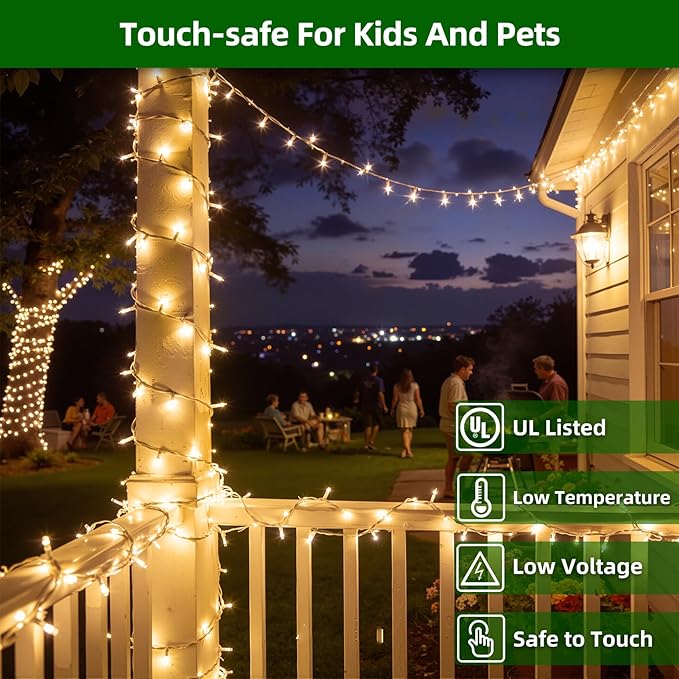 750 LED 240FT Christmas Lights Outdoor12 Lighting Modes Christmas String Lights with Timer Dimmable Warm White LED StringLights Waterproof for Yard Tree Wedding Party Holiday Warm White